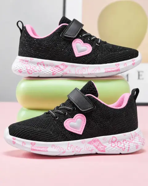 Sneakers za Mkanda zenye Pambo la Moyo