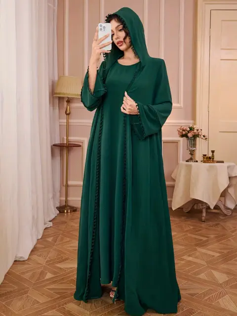 Abaya ya Kijani yenye Kofia